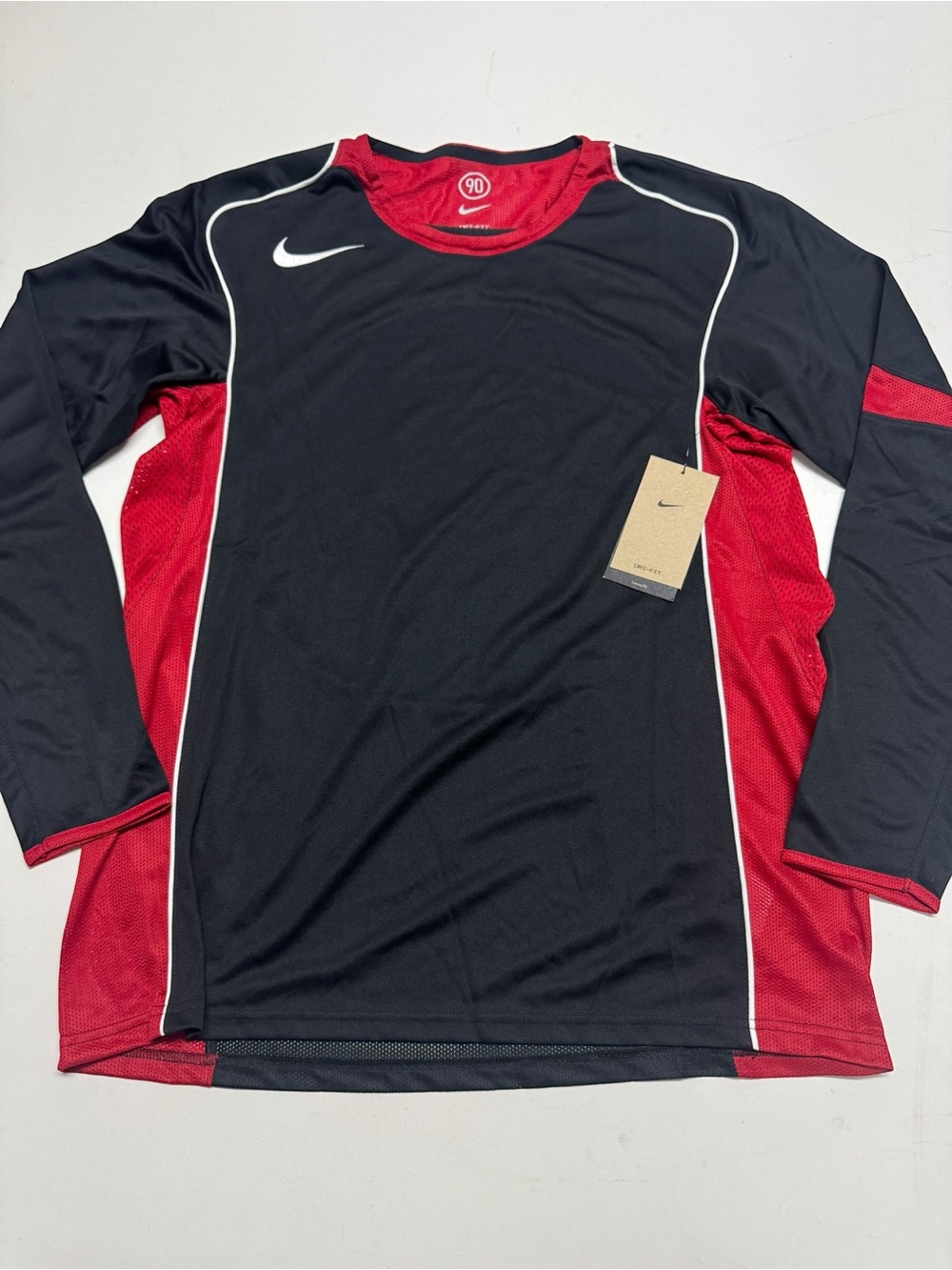 Nike Total 90 Dri-Fit Long Sleeve Red Black Soccer HV3512-010 Men’s Size Large